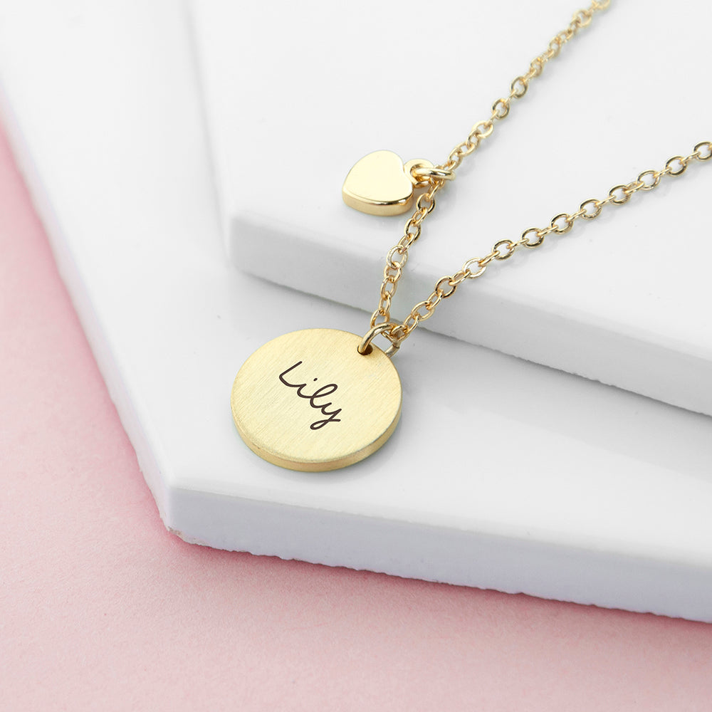 Personalised Summer Style Heart and Disc Necklaces: 5 - Gold - Necklaces By Gift Moments