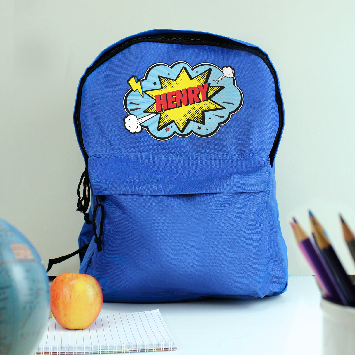 Personalised Superhero Blue Backpack - Shop Kids Bags At Gift Moments - 1