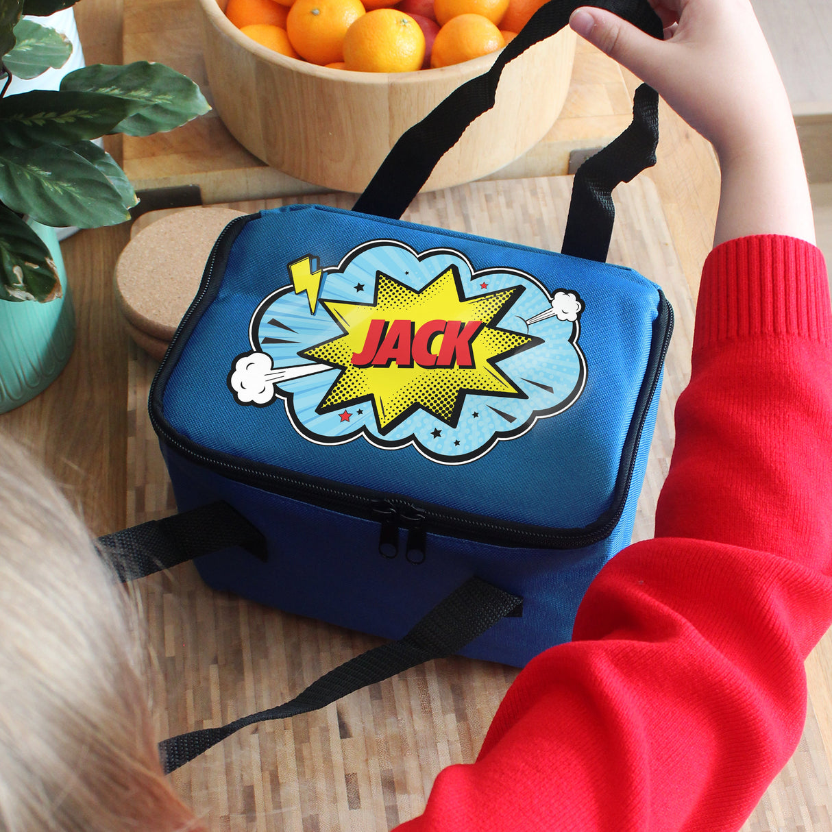 Personalised Superhero Blue Lunch Bag: 4 - Lunch Boxes & Bags By Gift Moments