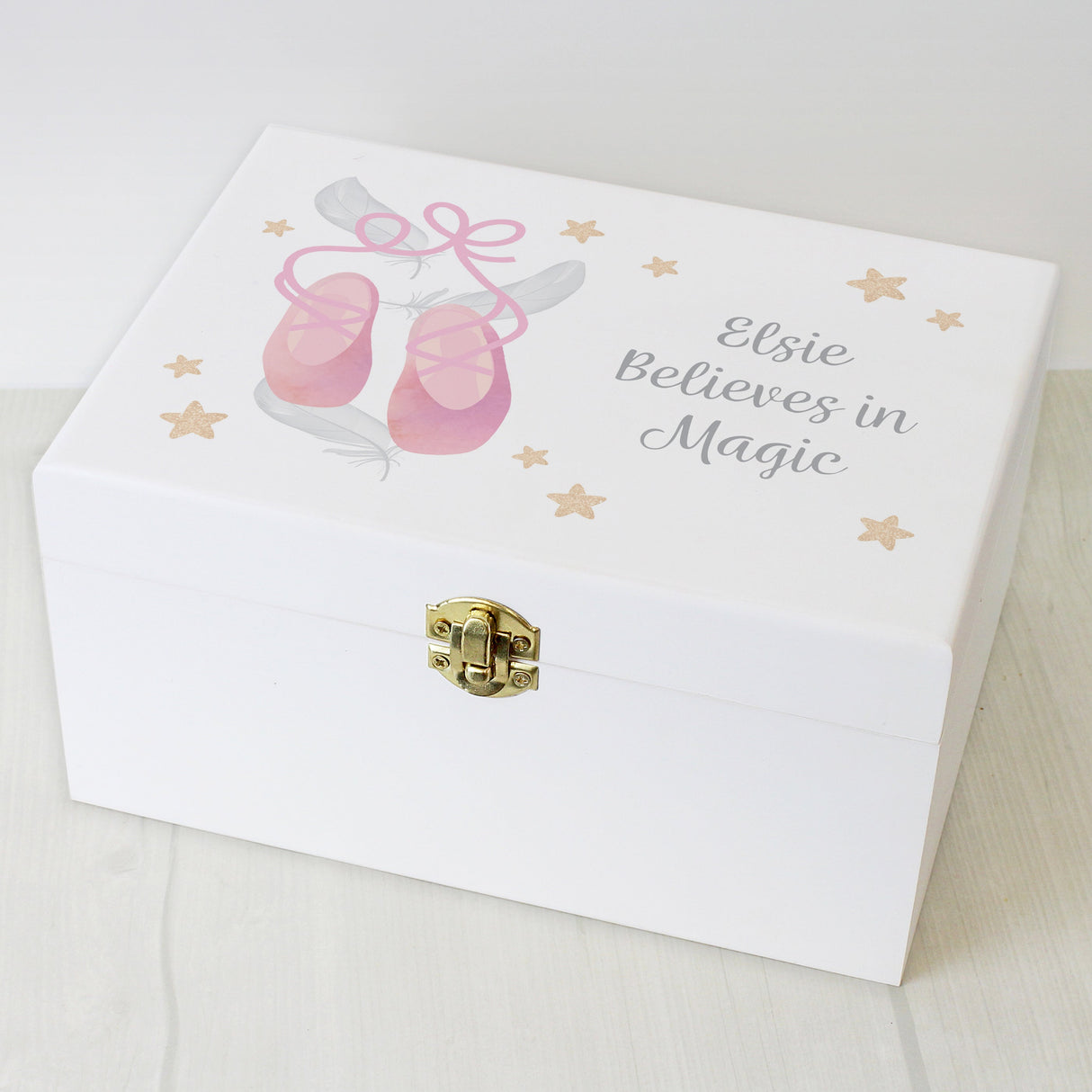 Personalised Swan Lake Ballet White Wooden Keepsake Box: 5 - Keepsake Boxes By Gift Moments