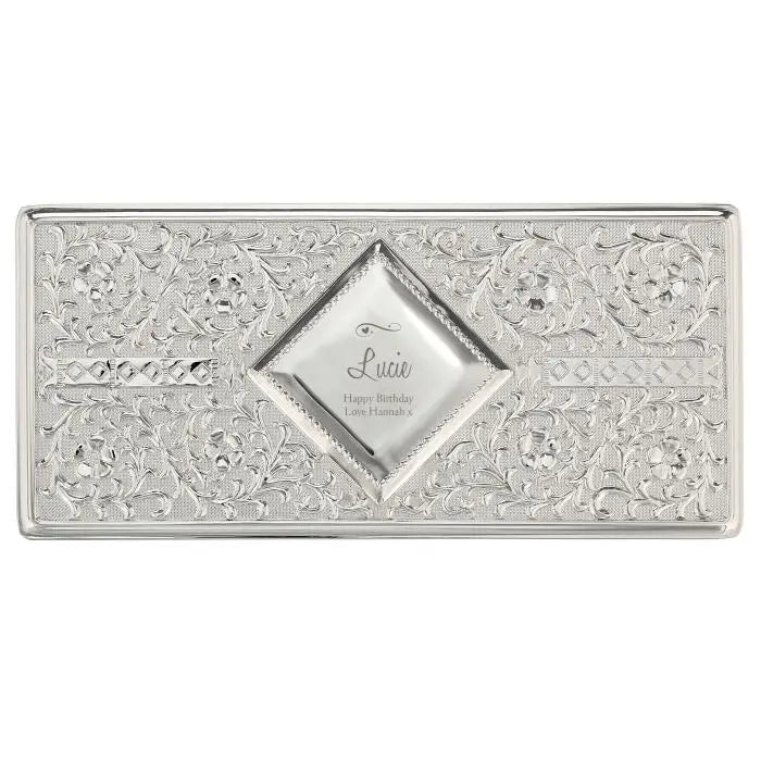 Personalised Swirls & Hearts Antique Silver Plated Jewellery Box - Shop Jewellery Boxes At Gift Moments - 6