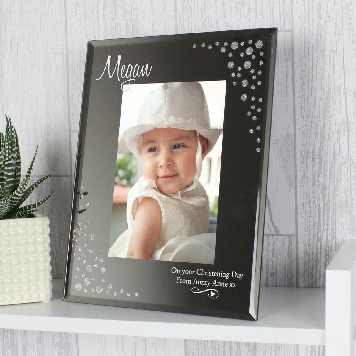 Personalised Swirls & Hearts Diamante 6x4 Glass Photo Frame: 3 - Photo Frames By Gift Moments
