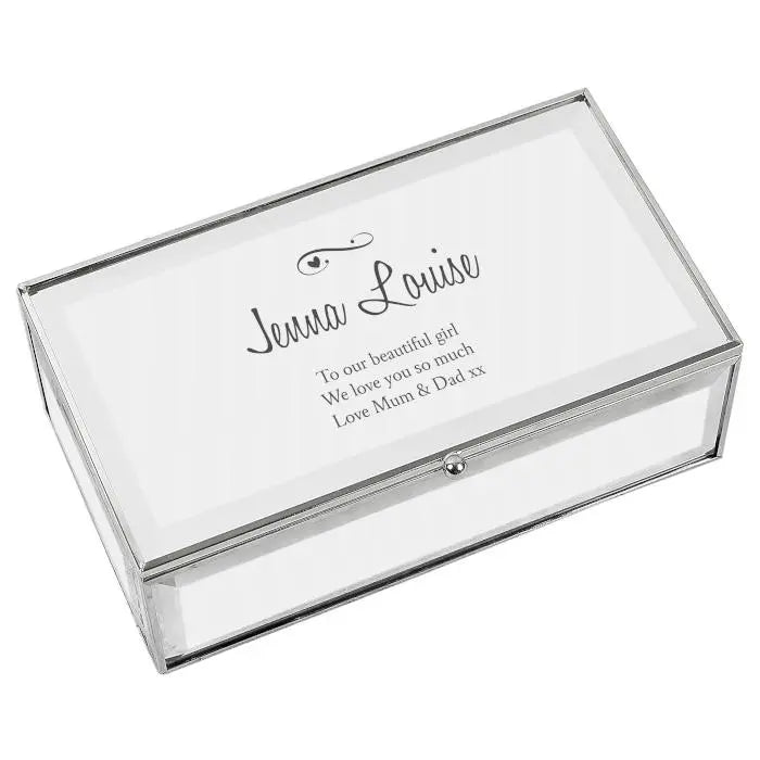 Personalised Swirls & Hearts Mirrored Jewellery Box: 5 - Jewellery Boxes By Gift Moments