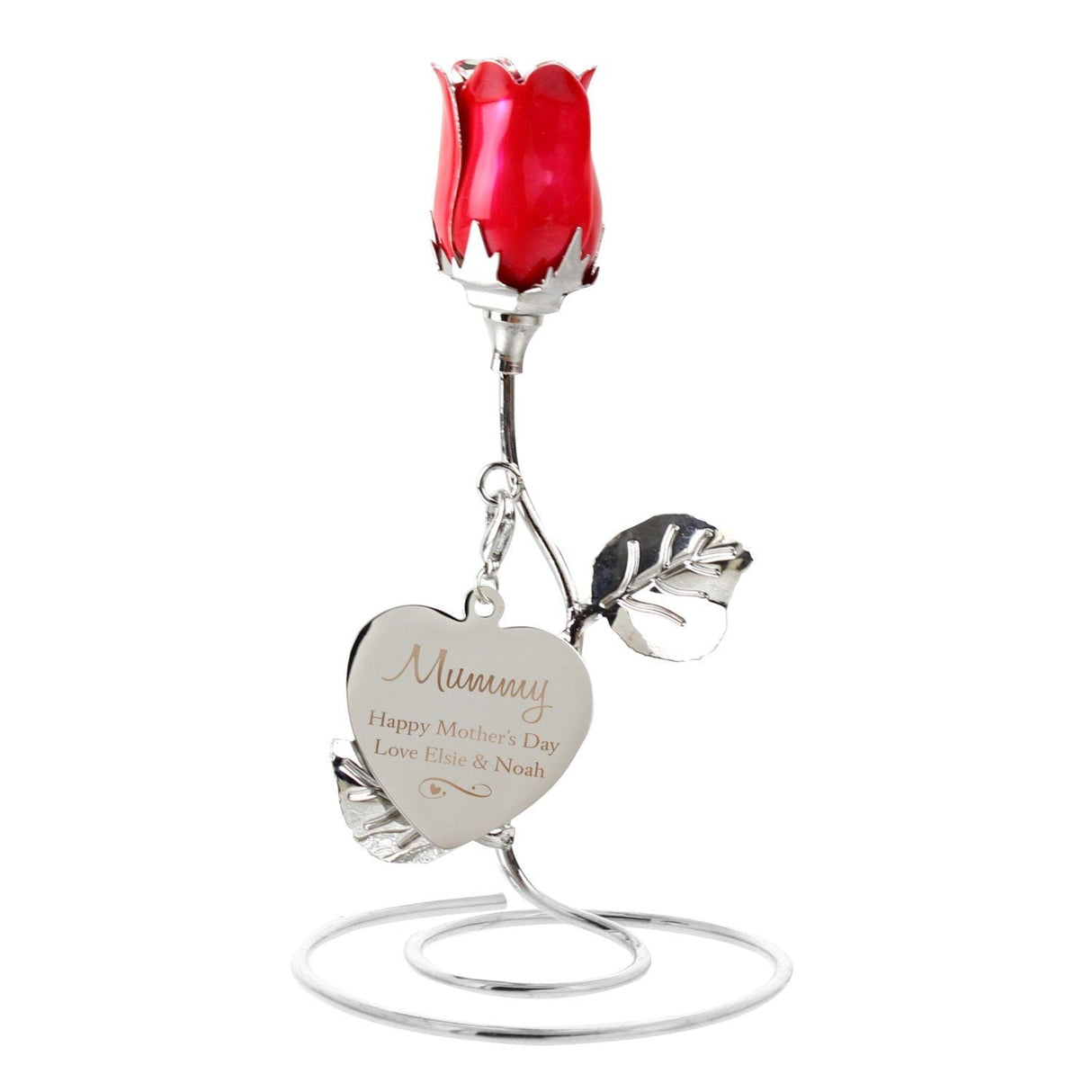 Personalised Swirls & Hearts Red Rose Bud Ornament: 3 - Keepsakes By Gift Moments