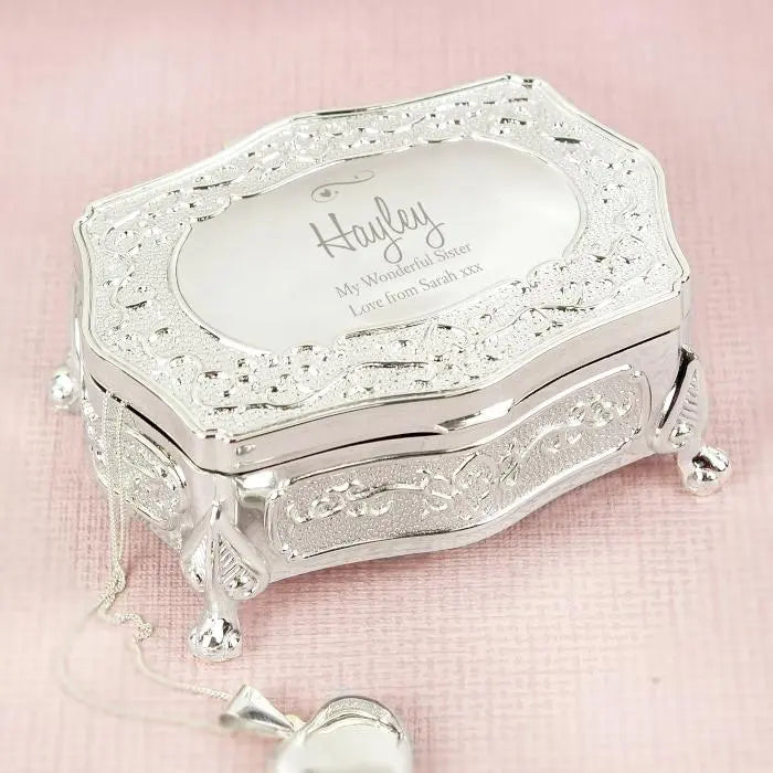 Personalised Swirls & Hearts Small Antique Trinket Box - Shop Trinket Boxes At Gift Moments - 6