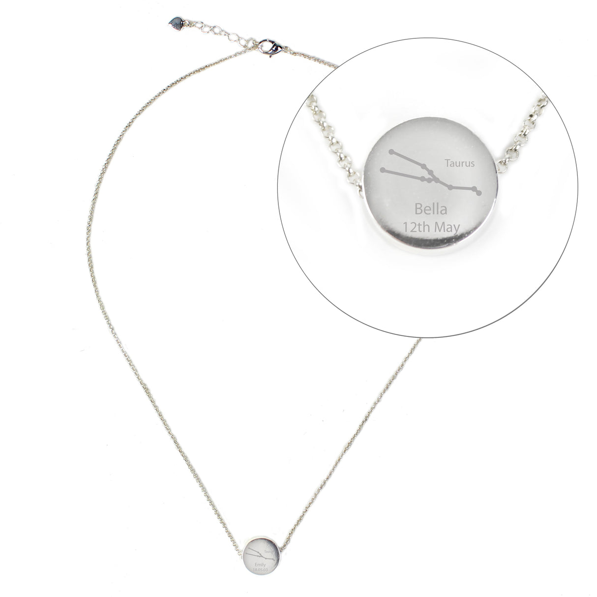 Personalised Taurus Zodiac Star Sign Necklace (Apr 20th - May 20th): 2 - Necklaces By Gift Moments