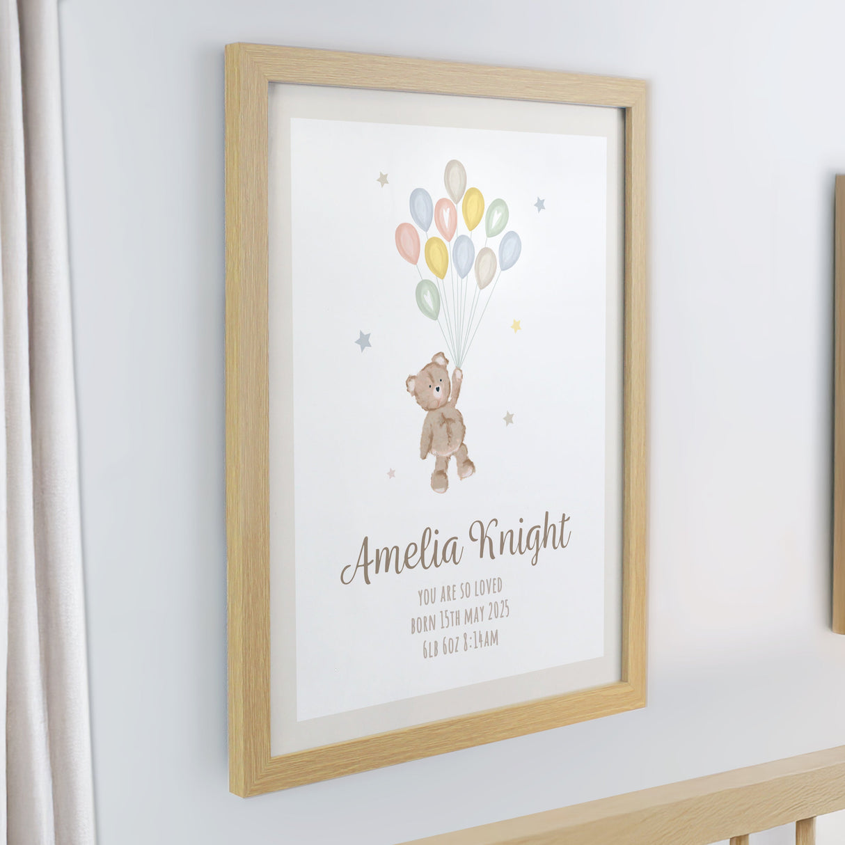 Personalised Teddy Balloon Framed Prints: 4 - Framed Prints By Gift Moments