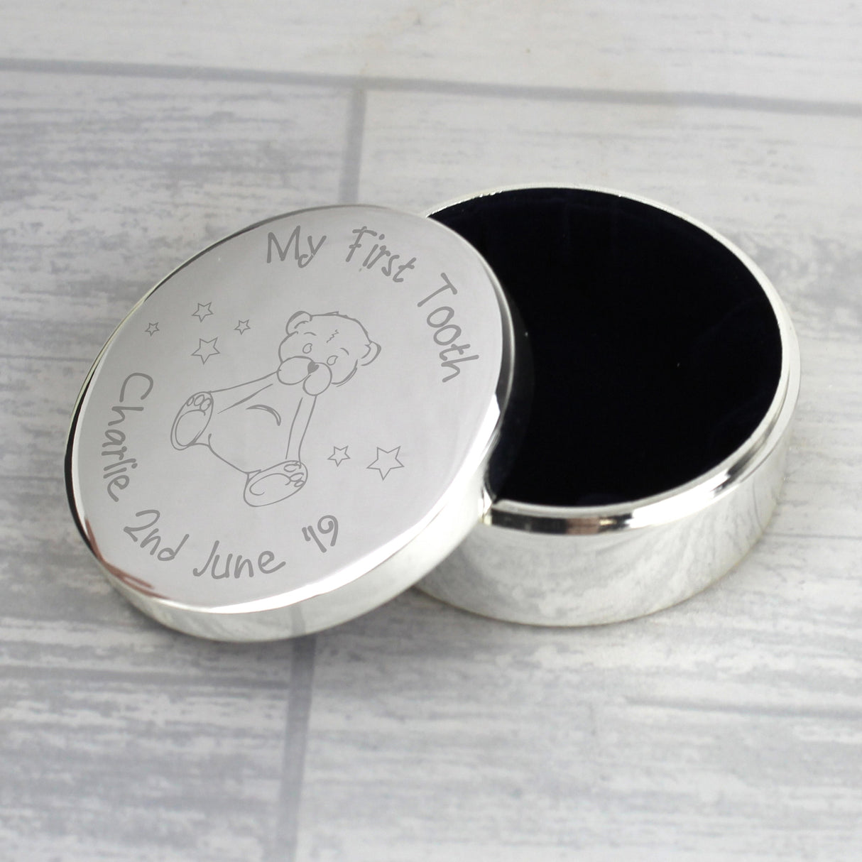 Personalised Teddy My First Tooth Trinket Box: 9 - Trinket Boxes By Gift Moments