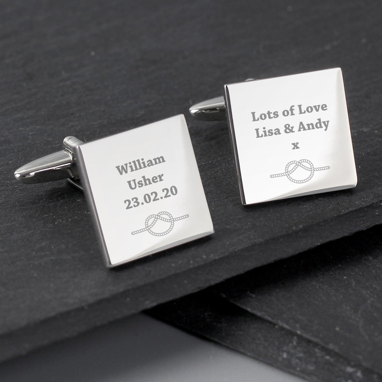 Personalised Tie the Knot Square Cufflinks - Shop Cufflinks & Tie Slides At Gift Moments - 3