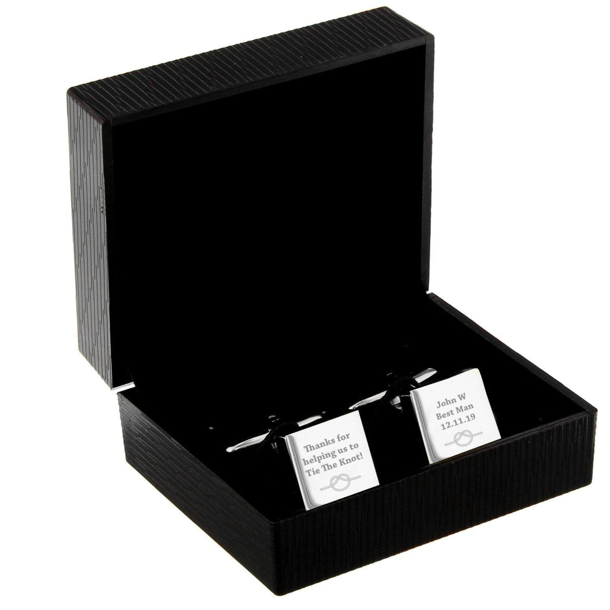 Personalised Tie the Knot Square Cufflinks - Shop Cufflinks & Tie Slides At Gift Moments - 4