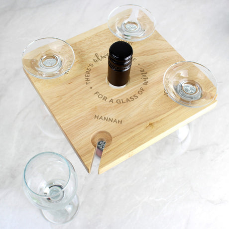 Personalised...Time For a Glass of Wine Four Wine Glass Holder & Bottle Holder: 2 - Barware By Gift Moments