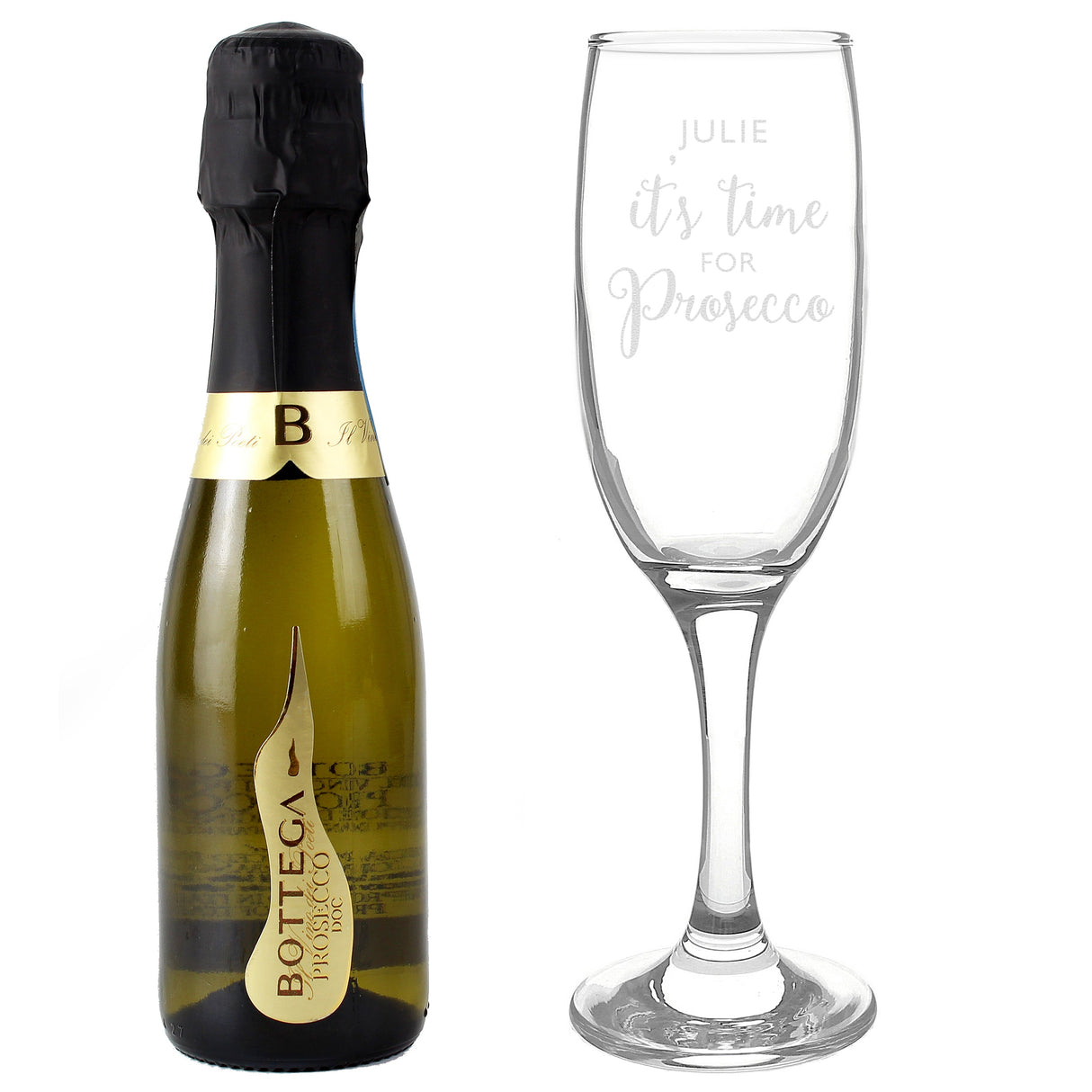 Personalised Its Time for Prosecco Flute & Mini Prosecco Set: 2 - Alcohol Sets By Gift Moments