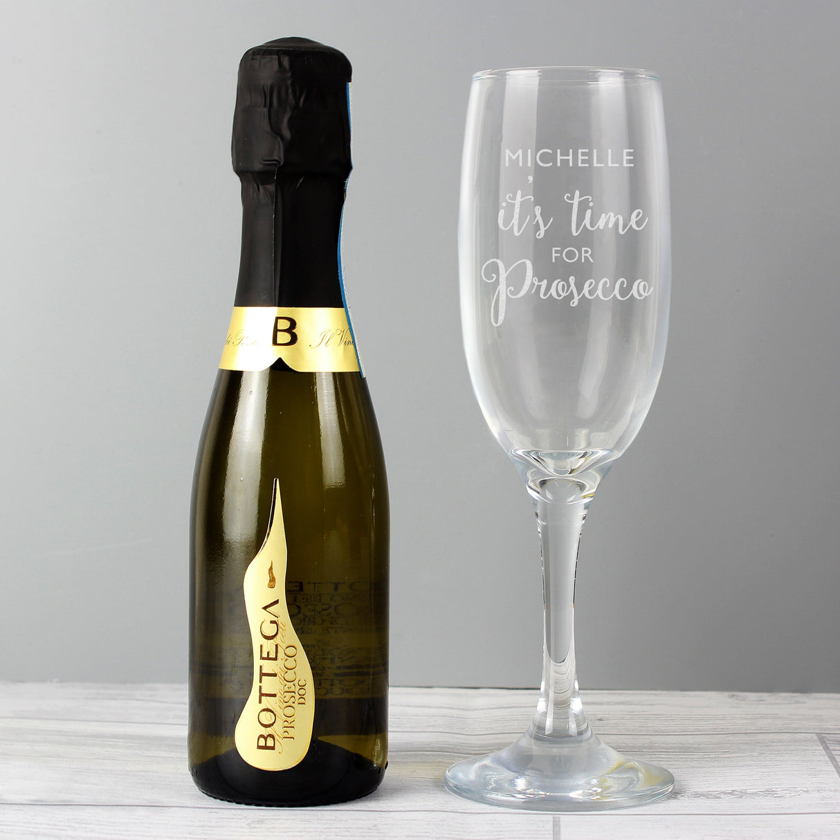 Personalised Its Time for Prosecco Flute & Mini Prosecco Set: 3 - Alcohol Sets By Gift Moments