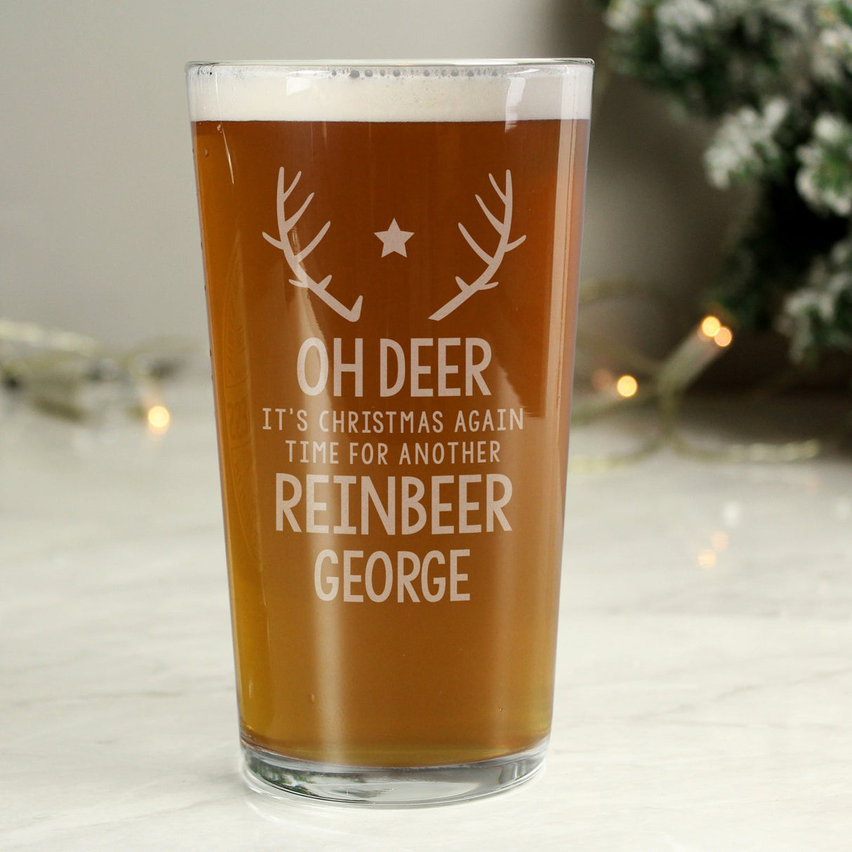 Personalised Time For A Reinbeer Pint Glass - Shop Beer Glasses At Gift Moments - 1