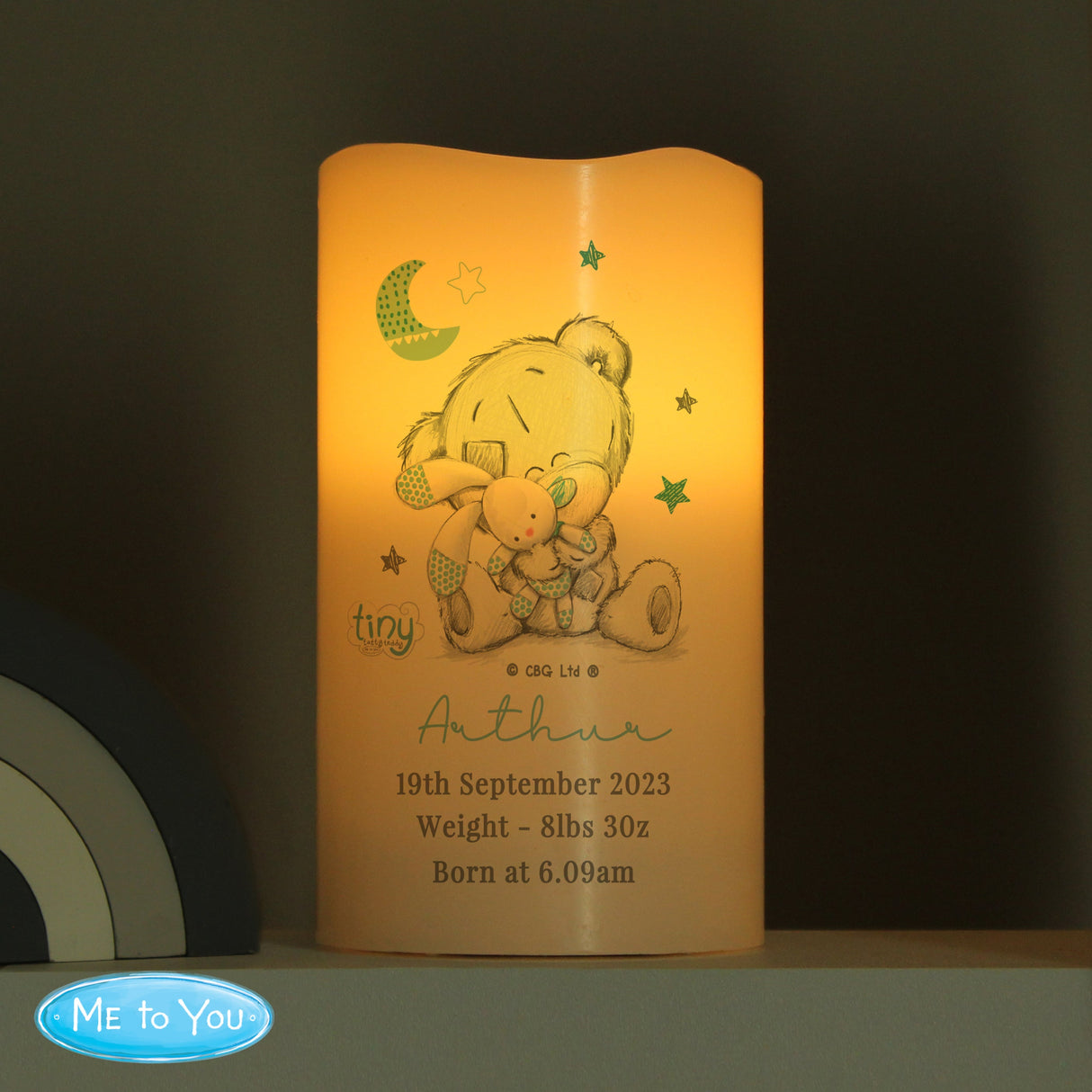 Personalised Tiny Tatty Teddy Blue Nightlight LED Candle: 2 - LED Lighting
