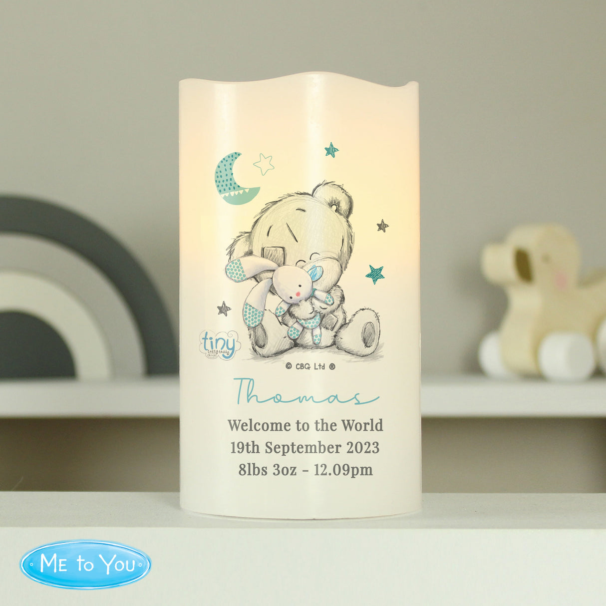 Personalised Tiny Tatty Teddy Blue Nightlight LED Candle: 3 - LED Lighting