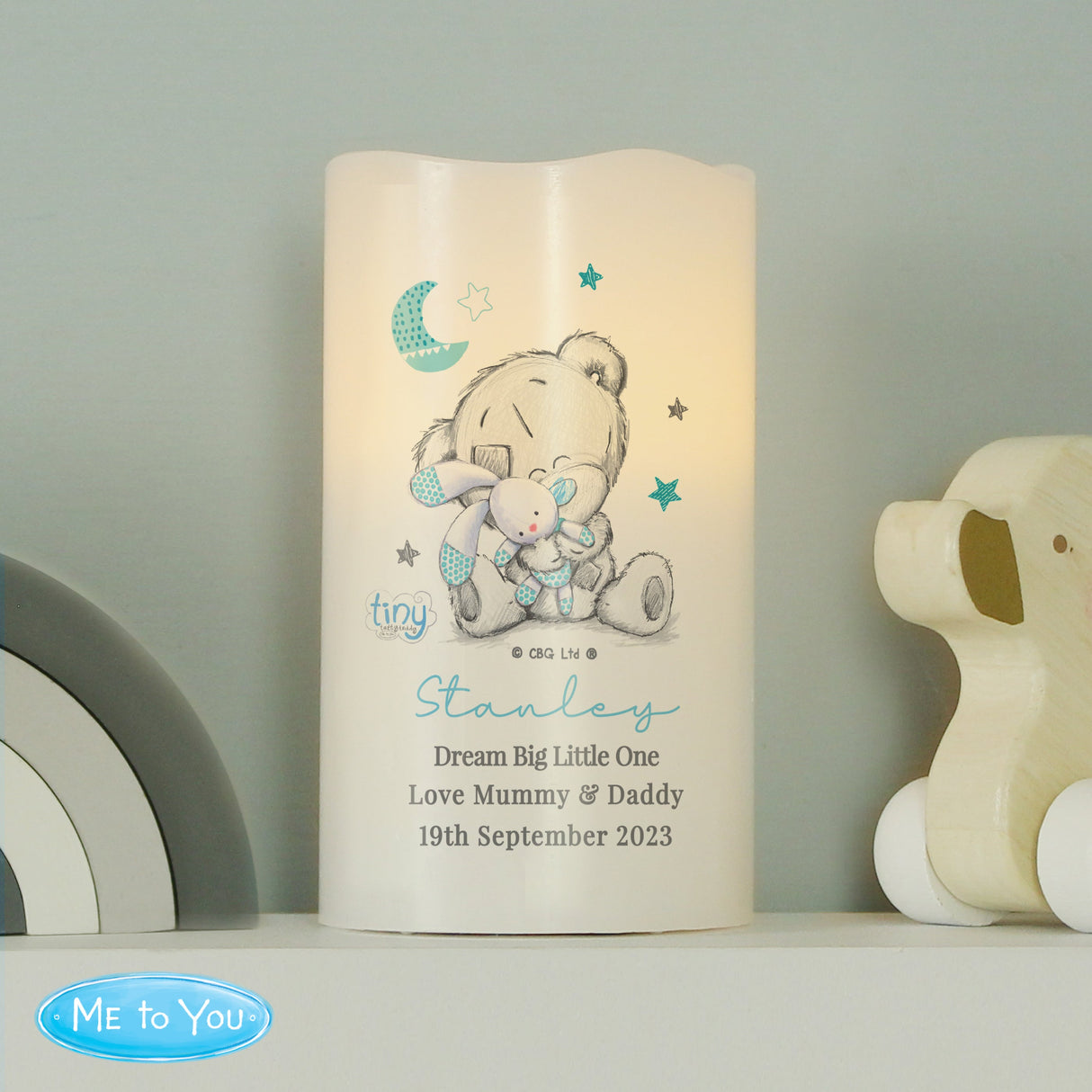Personalised Tiny Tatty Teddy Blue Nightlight LED Candle: 1 - LED Lighting