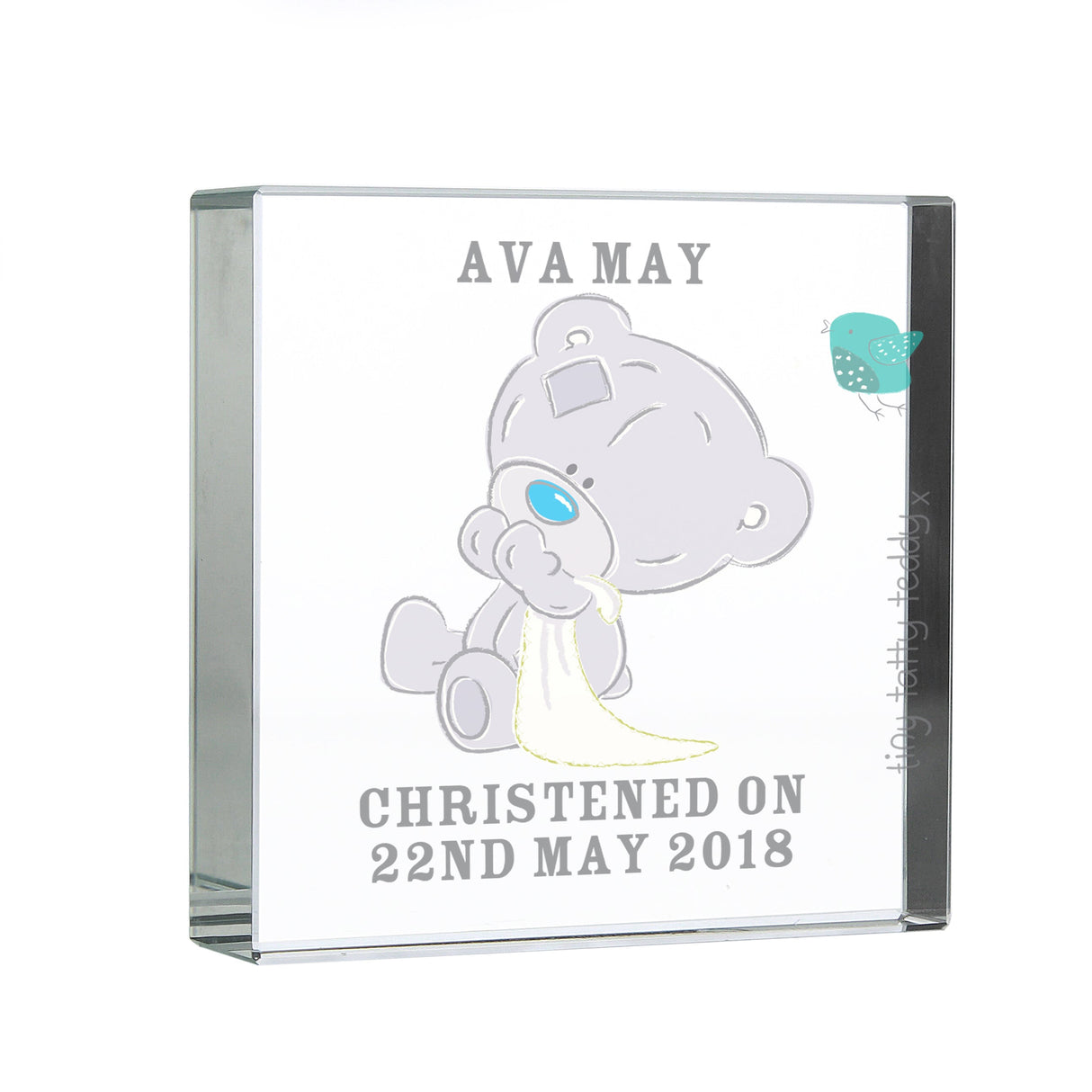 Personalised Tiny Tatty Teddy Christening Crystal Token: 4 - Crystal Tokens