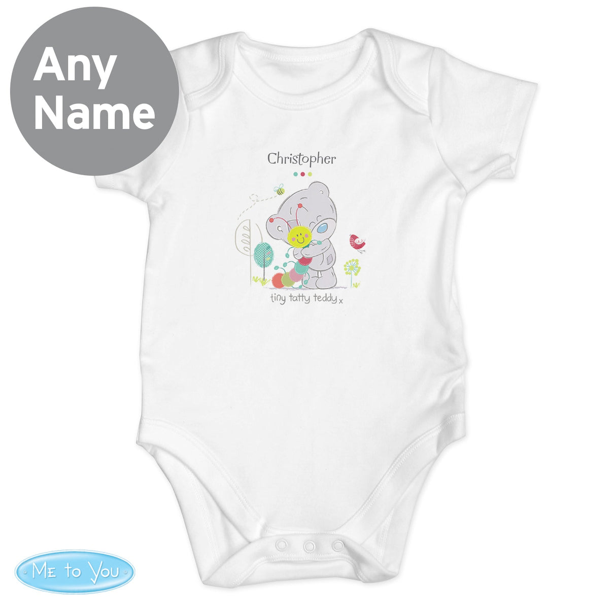 Personalised Tiny Tatty Teddy Cuddle Bug 0-3 Months Baby Vest: 4 - Baby Clothing