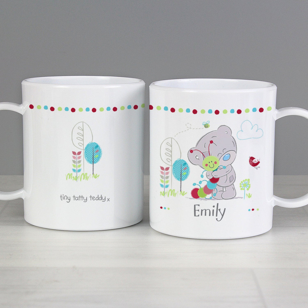 Personalised Tiny Tatty Teddy Cuddle Bug Plastic Mug: 1 - Plastic Mugs