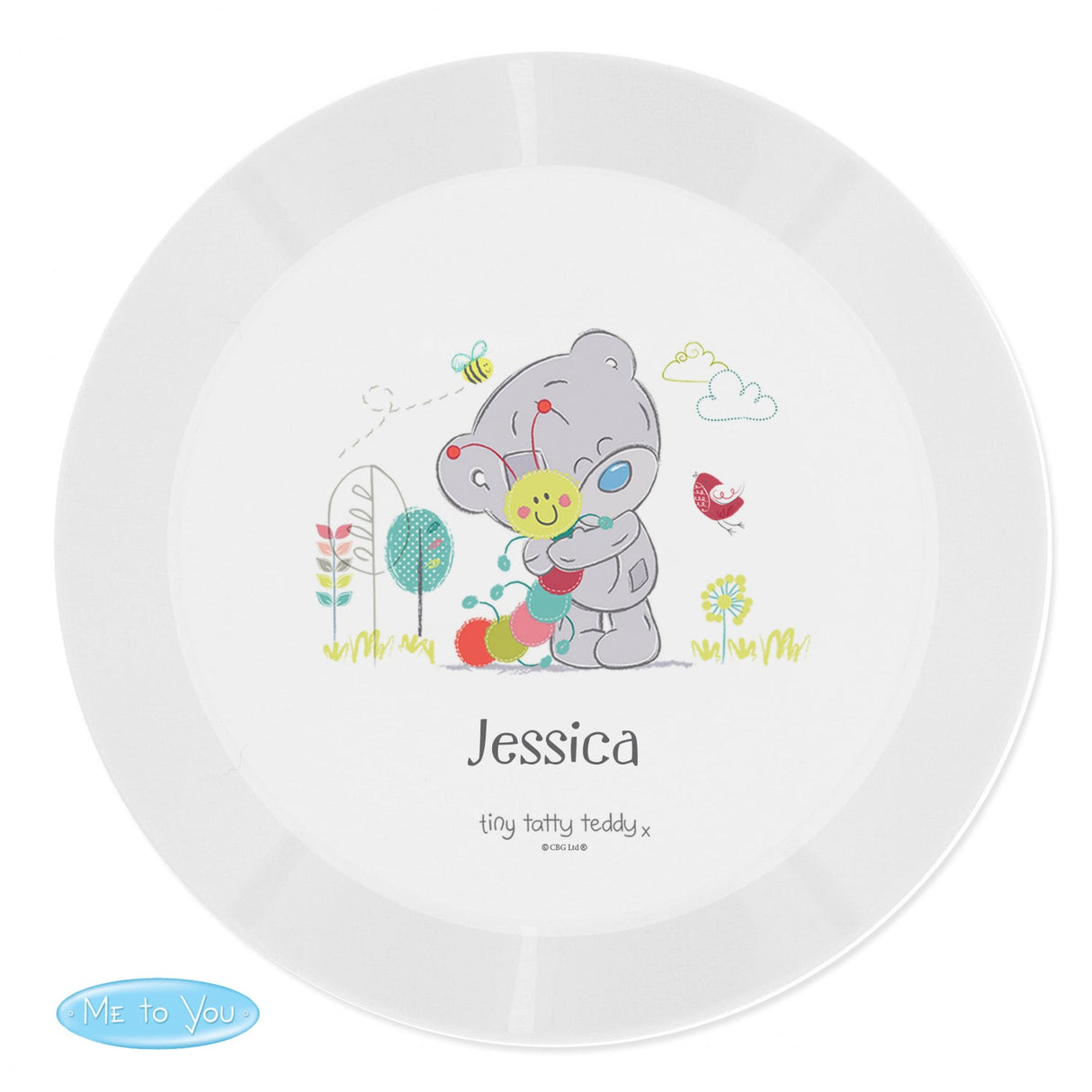 Personalised Tiny Tatty Teddy Cuddle Bug Plastic Plate: 2 - Tableware