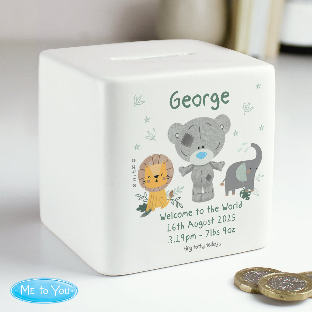 Personalised Tiny Tatty Teddy Jungle Animals Money Box - Shop Money Boxes At Gift Moments - 3