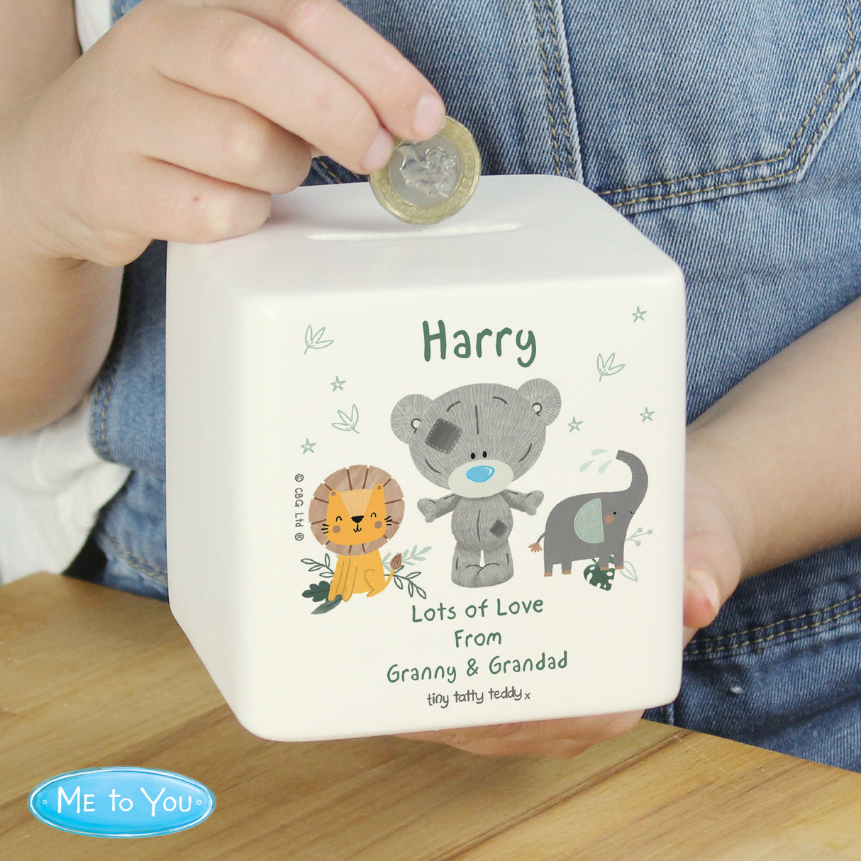Personalised Tiny Tatty Teddy Jungle Animals Money Box - Shop Money Boxes At Gift Moments - 1