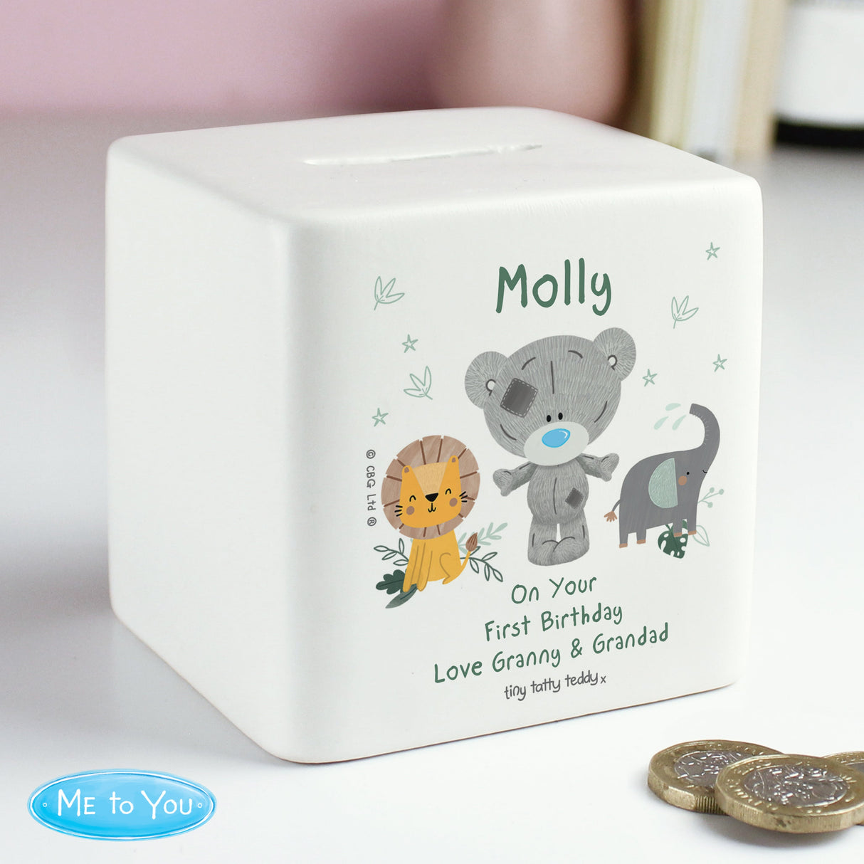 Personalised Tiny Tatty Teddy Jungle Animals Money Box - Shop Money Boxes At Gift Moments - 4