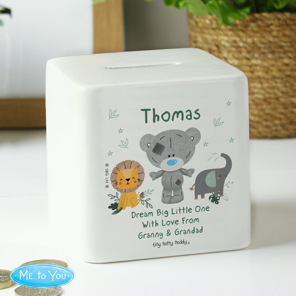 Personalised Tiny Tatty Teddy Jungle Animals Money Box - Shop Money Boxes At Gift Moments - 2