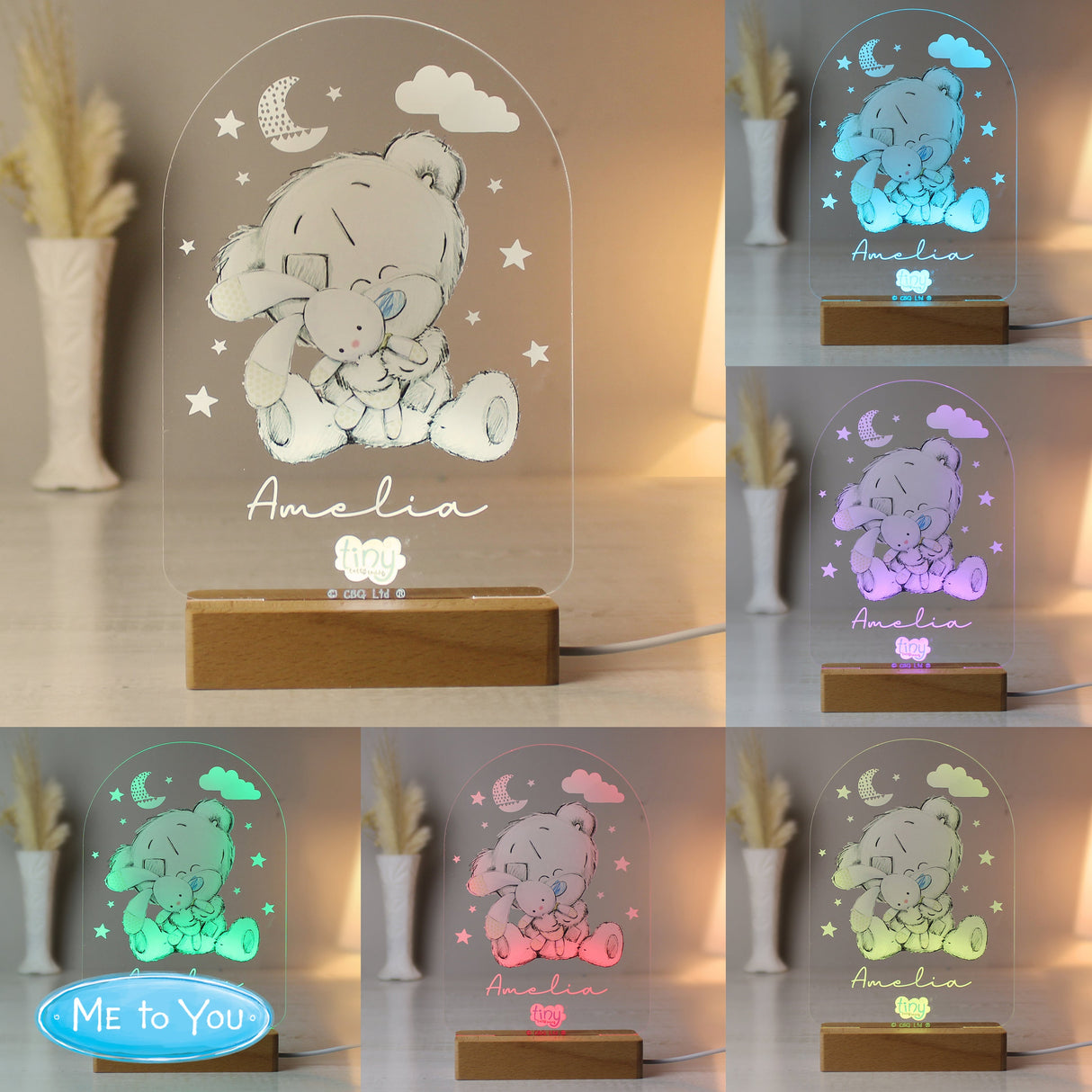 Personalised Tiny Tatty Teddy Wooden Based LED Light: 4 - LED Lighting