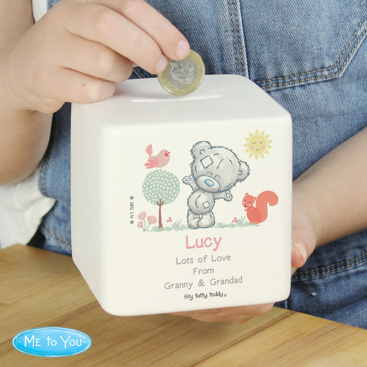 Personalised Tiny Tatty Teddy Woodland Animal Money Box - Shop Money Boxes At Gift Moments - 1
