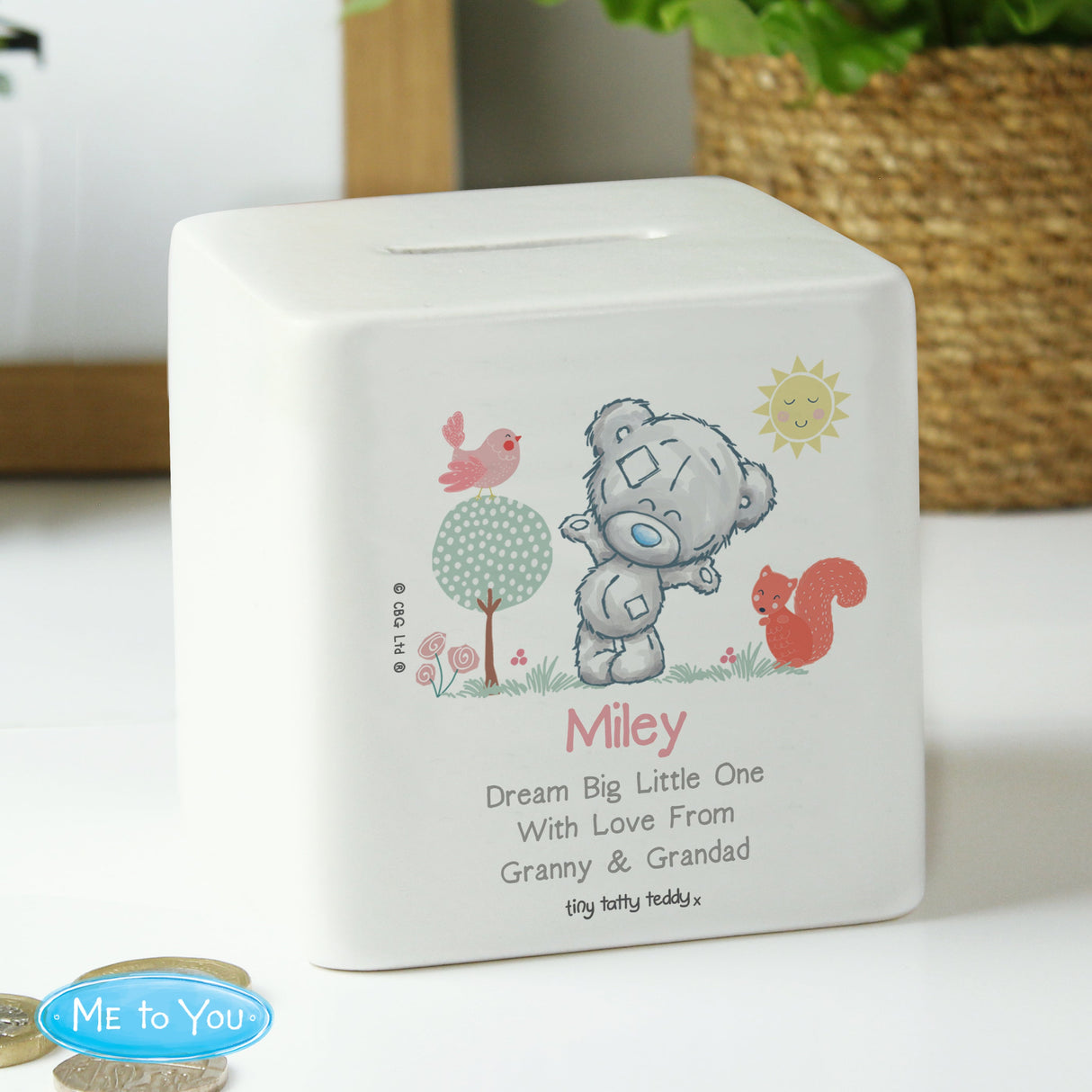 Personalised Tiny Tatty Teddy Woodland Animal Money Box - Shop Money Boxes At Gift Moments - 2