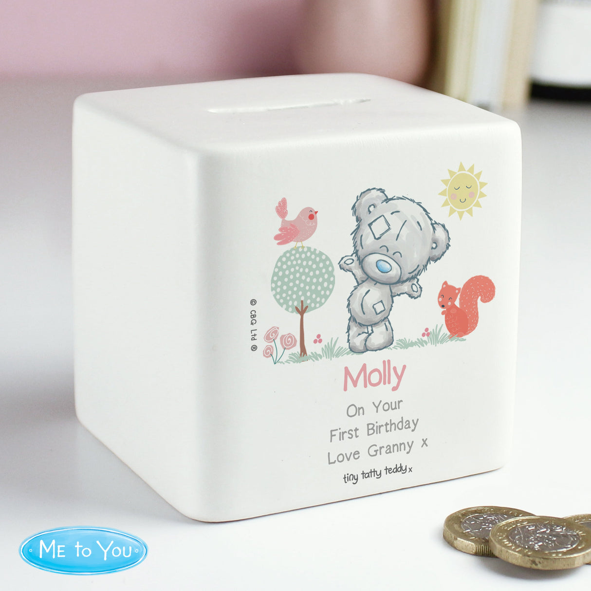 Personalised Tiny Tatty Teddy Woodland Animal Money Box - Shop Money Boxes At Gift Moments - 4
