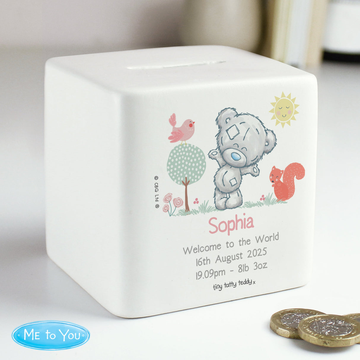 Personalised Tiny Tatty Teddy Woodland Animal Money Box - Shop Money Boxes At Gift Moments - 3
