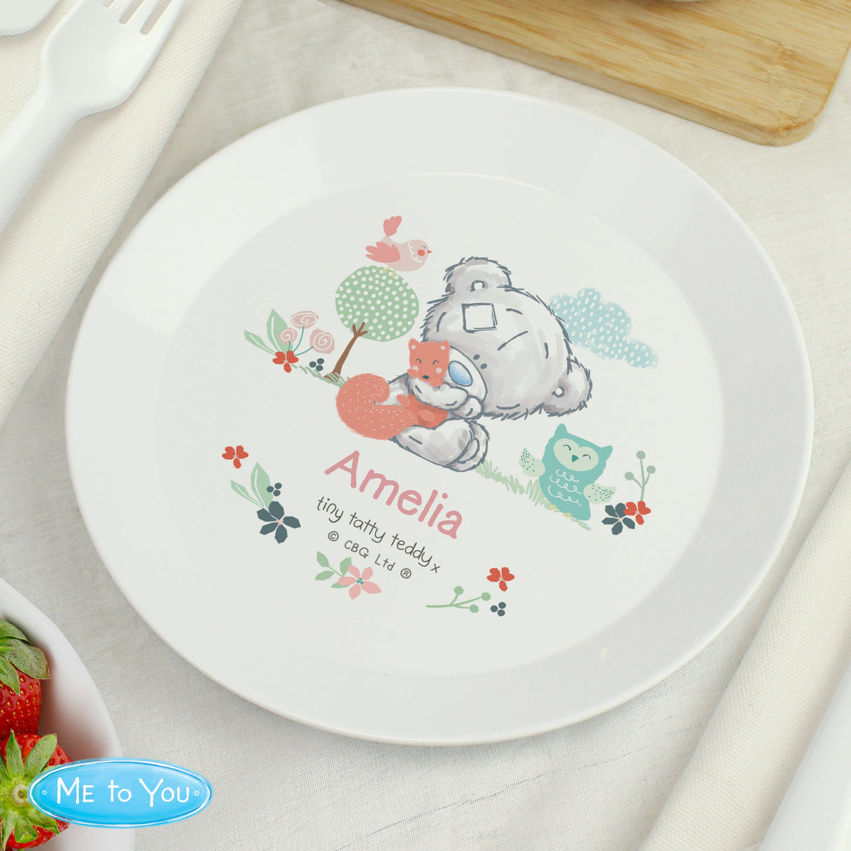 Personalised Tiny Tatty Teddy Woodland Animal Plate: 2 - Plates