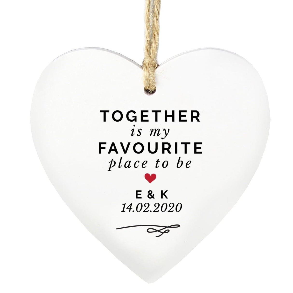 Personalised Together Is My Favourite Place Wooden Heart Decoration - Shop Decorations At Gift Moments - 3