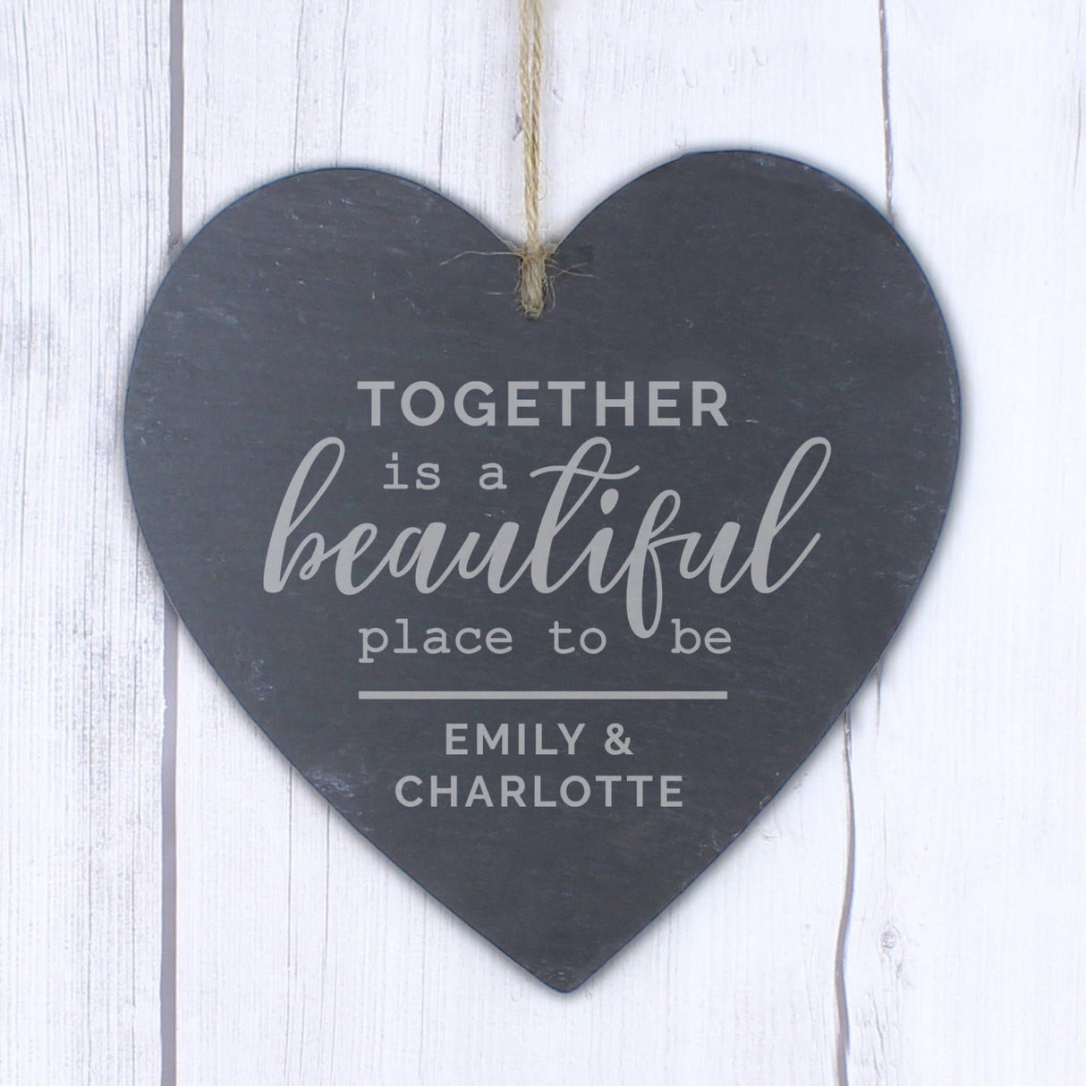 Personalised Together Slate Heart Decoration - Shop Decorations At Gift Moments - 2