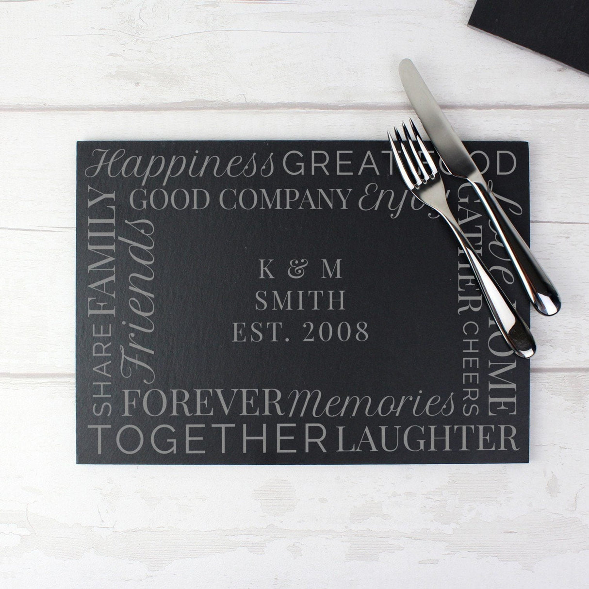 Personalised ’Together’ Slate Placemat: 1 - Placemats By Gift Moments