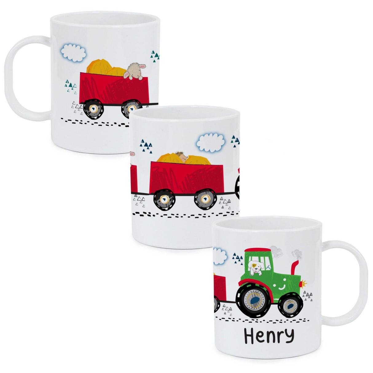 Personalised Tractor Plastic Mug: 4 - Plastic Mugs By Gift Moments