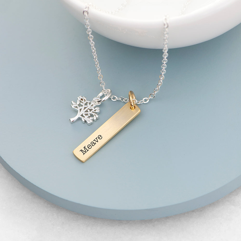 Personalised Tree of Life Vertical Bar Necklaces: 4 - Necklaces By Gift Moments
