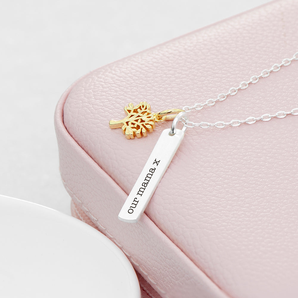 Personalised Tree of Life Vertical Bar Necklaces: 5 - Necklaces By Gift Moments