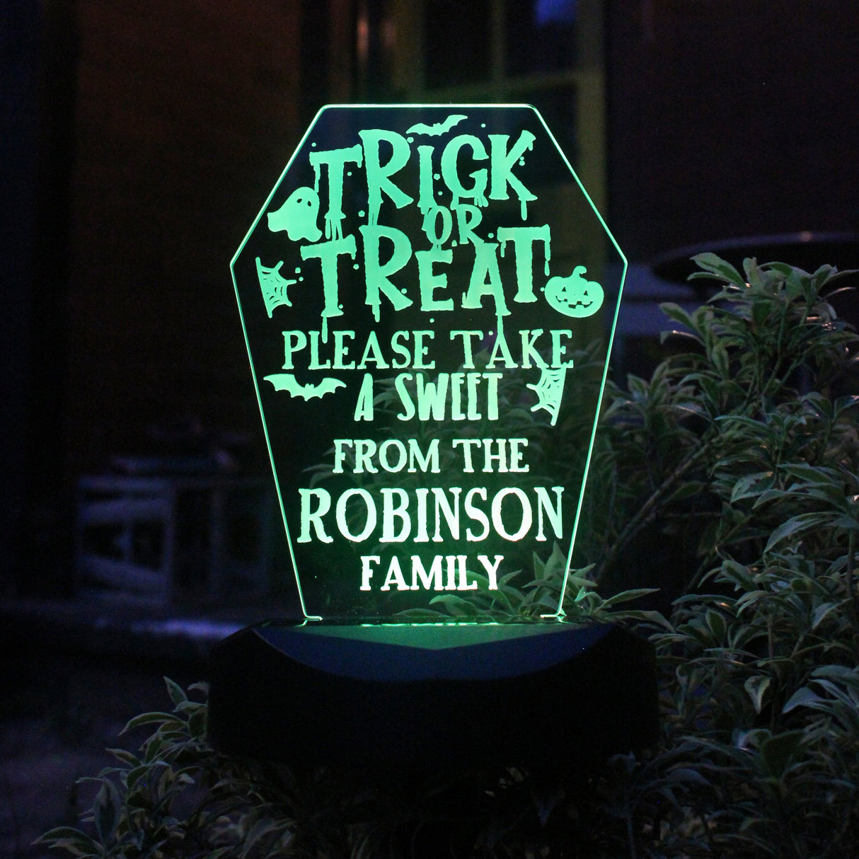 Personalised Trick or Treat Halloween Solar Light: 8 - Solar Lights By Gift Moments