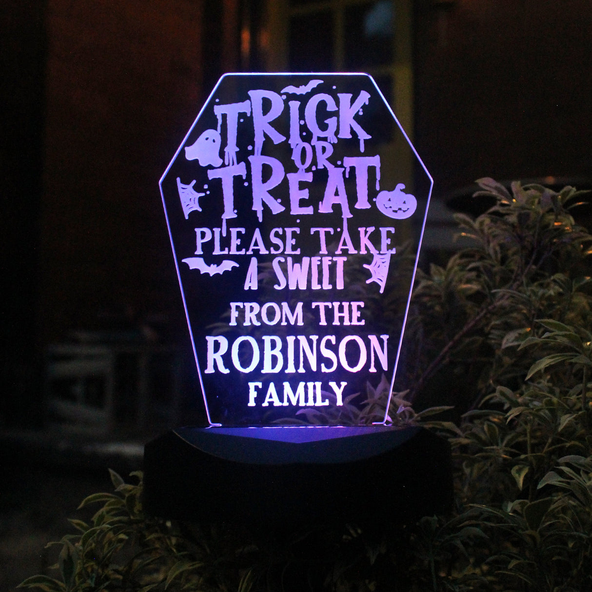 Personalised Trick or Treat Halloween Solar Light: 4 - Solar Lights By Gift Moments