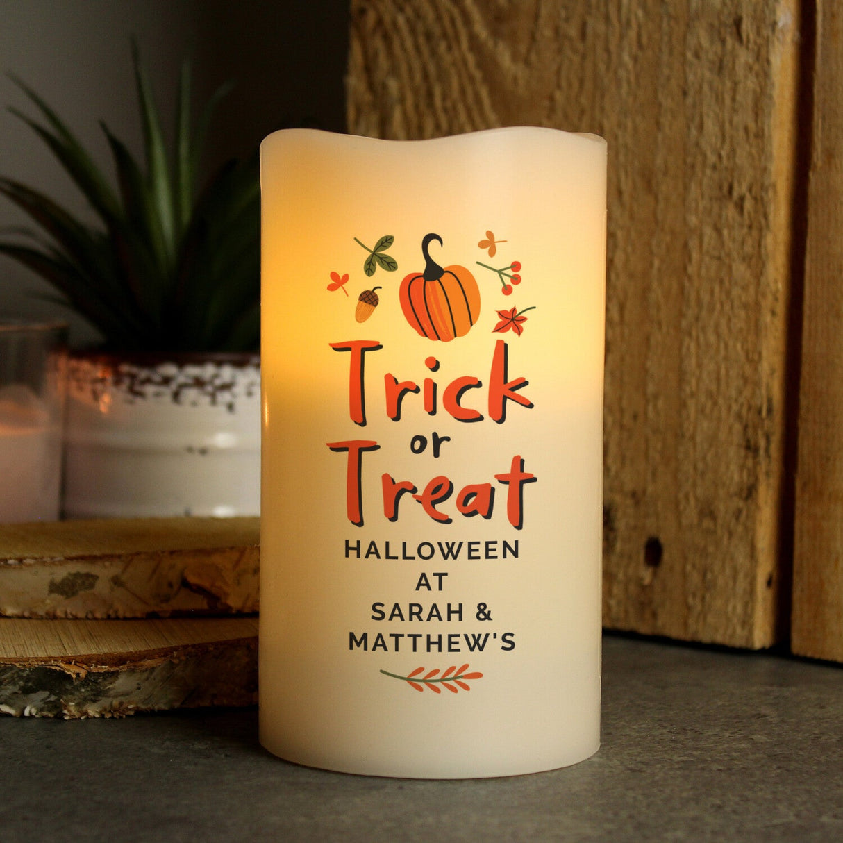 Personalised Trick or Treat LED Candle: 1 - LED Lighting By Gift Moments