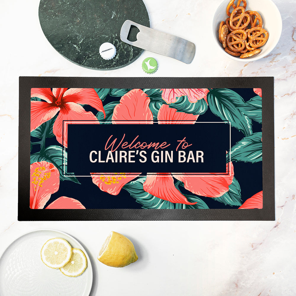 Personalised Tropical Bar Mat: 1 - Barware By Gift Moments