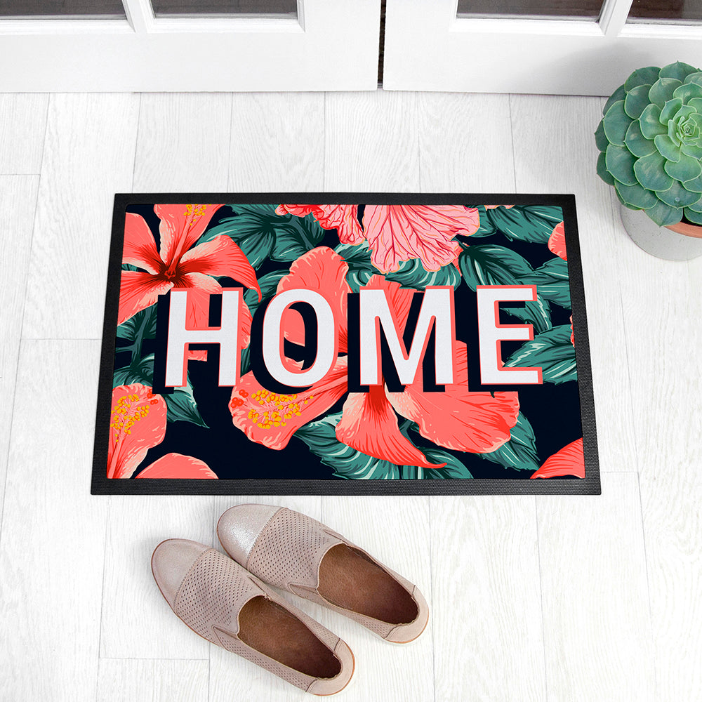 Personalised Tropical Flower Doormat: 2 - Doormats By Gift Moments
