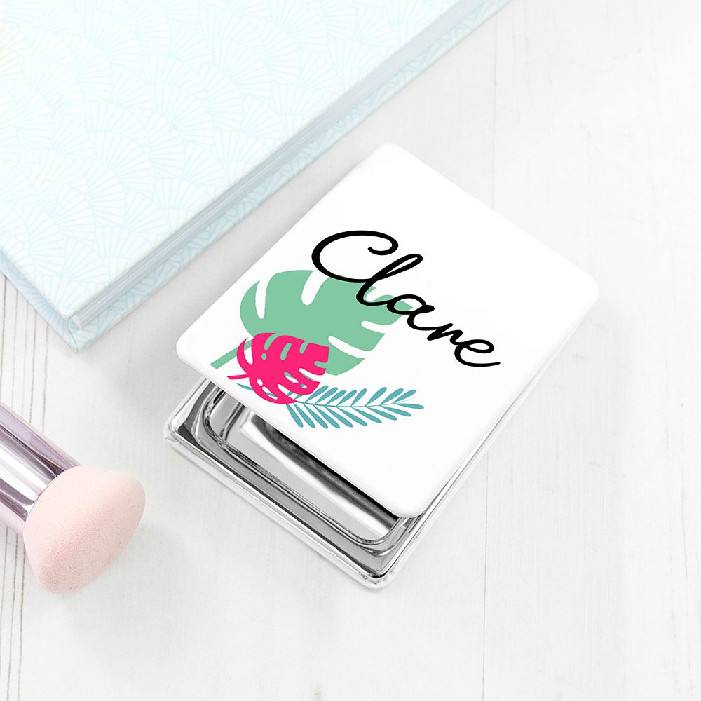 Personalised Tropical Rectangle Compact Mirror: 1 - Compact Mirrors By Gift Moments