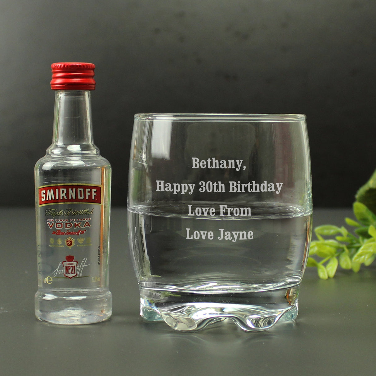 Personalised Tumbler and Smirnoff Vodka Miniature Set: 1 - Alcohol Sets By Gift Moments