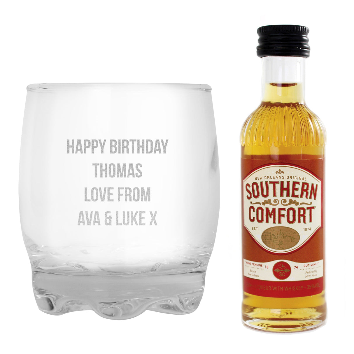 Personalised Tumbler & Southern Comfort Miniature Set: 4 - Alcohol Sets By Gift Moments