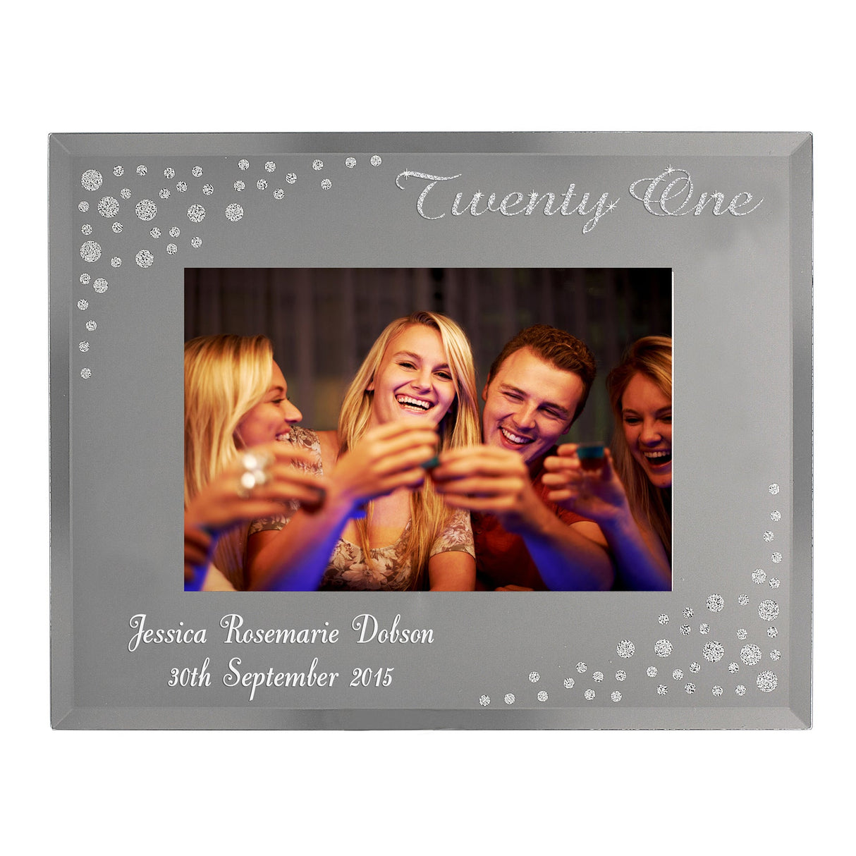 Personalised Twenty One Diamante 6x4 Glass Photo Frame: 4 - Photo Frames By Gift Moments